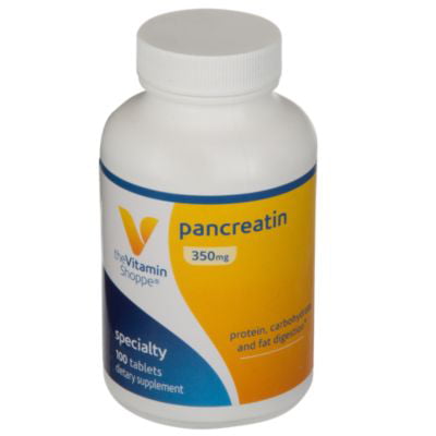 The Vitamin Shoppe Pancreatin 500MG, Natural Digestive Enzyme Supplement, Supports Digestion of Fats, Protein, Carbohydrates (100