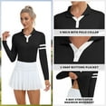 thumbnail image 3 of Women’s Colorblock Golf Polo Shirt Long Sleeve Collared V-Neck Quick Dry Tennis Top with UV Protection, 3 of 5