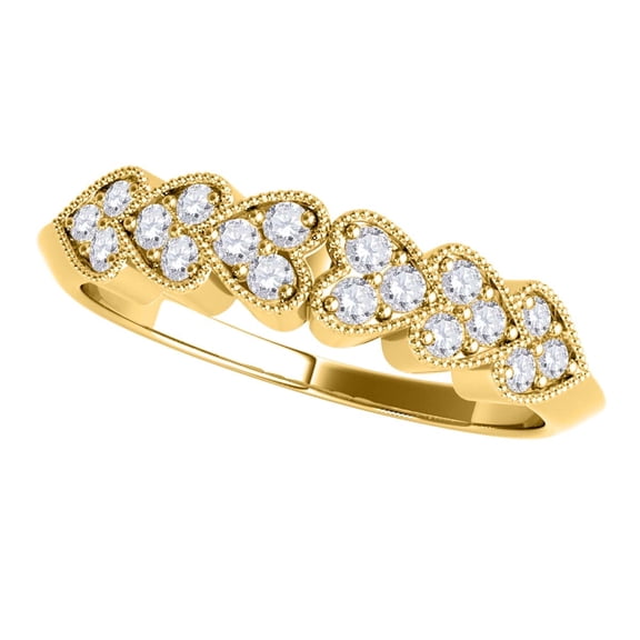 Mauli Jewels Engagement Rings for Women 0.07 Carat Classy Heart Shaped Diamond Wedding Band 4-prong 10K Yellow Gold