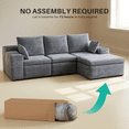 thumbnail image 4 of 107" Modular Cloud Sectional Sofa Couches, Modern 3 Seat L-Shape Couch with Ottoman and 2 Pillows, Memory Foam Sofa for Living Room Apartment, No Assembly,Gray, 4 of 10