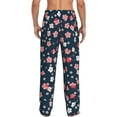 thumbnail image 3 of Picia Cherry Blossoms Mens Soft Woven Cotton Elastic Waistband Sleep Pajama Pant Lounge Sleep Pant With Pockets And Drawstring-Large, 3 of 9