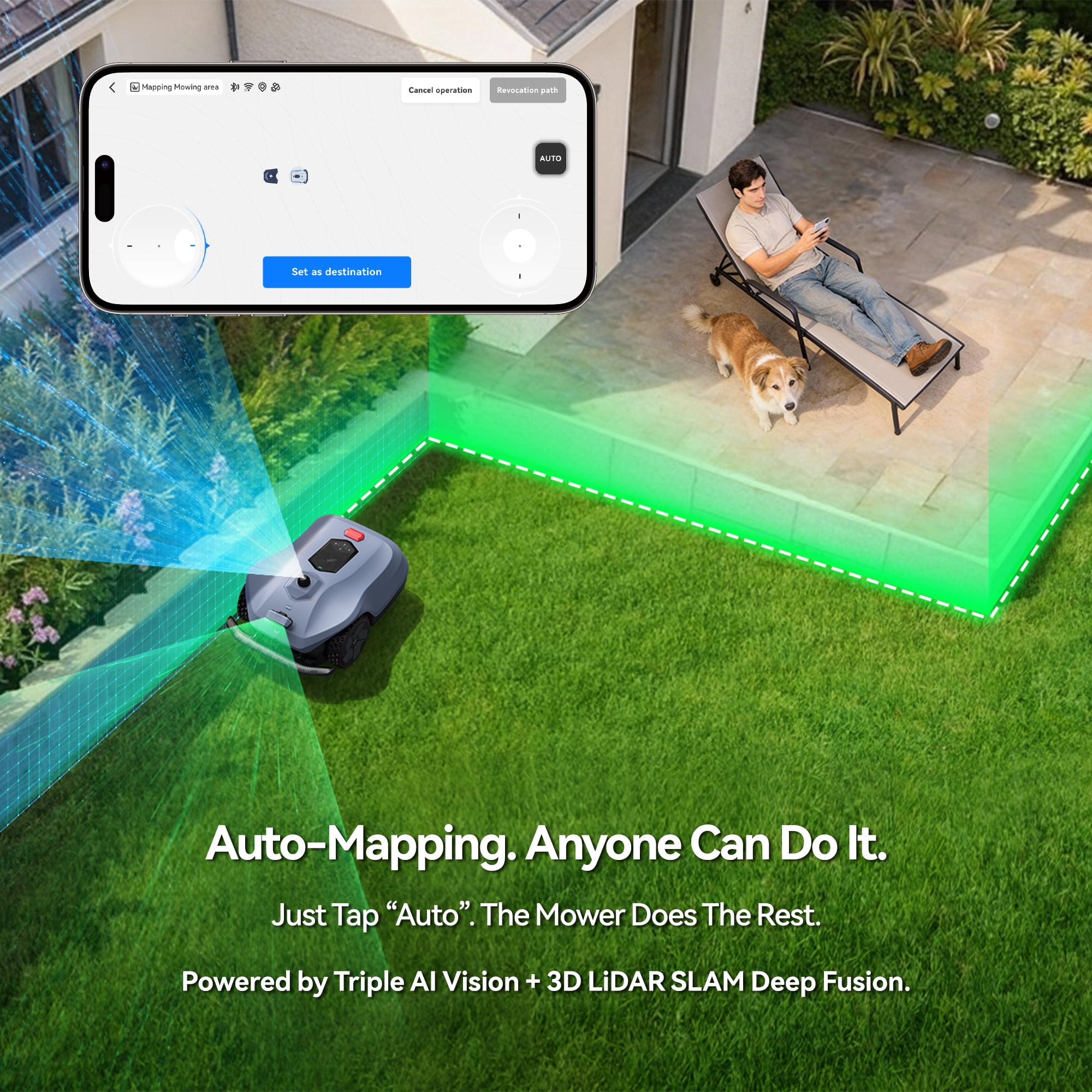 Neomow X2 Pro Auto-Mapping Robot Lawn Mower, Perimeter Wire Free for 1.5 Acres, 360° 3D LiDAR + Triple Vision AI Obstacle Avoidance, No RTK Antenna, IPX6, 4G App Control, GPS Anti-Theft, 17.5Ah