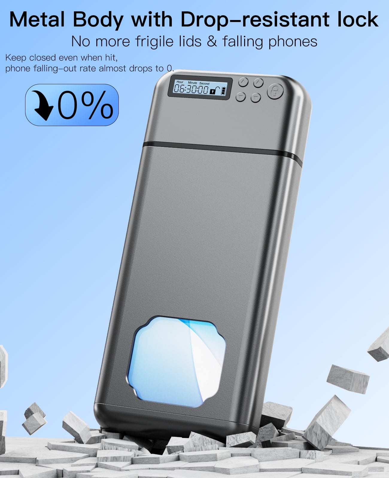 iDiskk Cell Phone Safe Timed Lock Case with Timer Self-Control Phone Locker Box for Addiction Management, Secure, Durable, User-Friendly 1PC Black