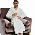 thumbnail image 2 of Hooded Bathrobe Men 100% Cotton Long Terry Towel Big and Tall Towel Bathrobe Male Terry Cloth Bath Robe Sleeping Dressing Gown, 2 of 5