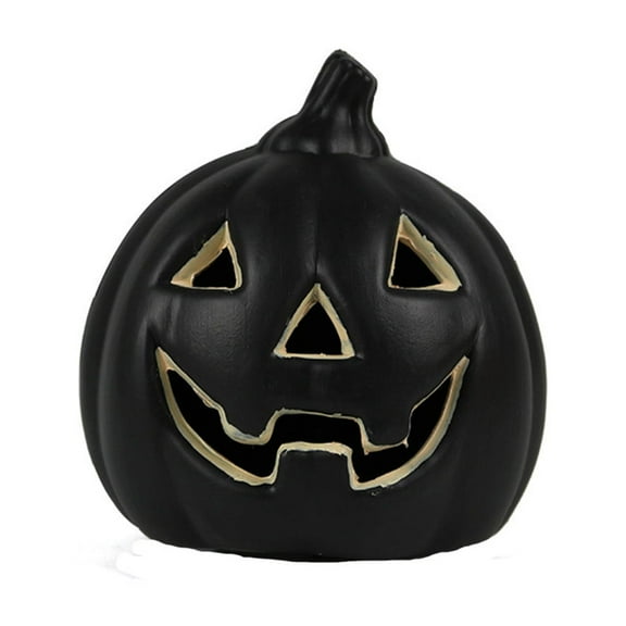 Tanglewen Light Up Pumpkins for Halloween,Small Jack O Lantern Pumpkins with LED Light,Halloween Pumpkin for Indoor Spooky Decor,Table (Battery Operated,Black)