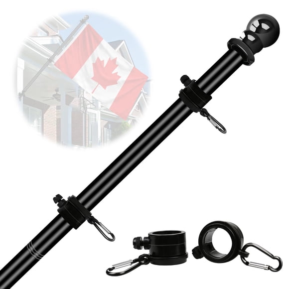 NQ 5 FT Flag Poles for Outside House, Flag Poles Outdoor for Porch, Yard, House Flag Pole, Heavy Duty Flagpole (Black, Without Flag Holder)