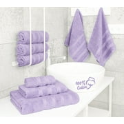 American Soft Linen Turkish 6 Piece Towel Set, 100% Cotton Premium Soft Bathroom Towels, Lilac