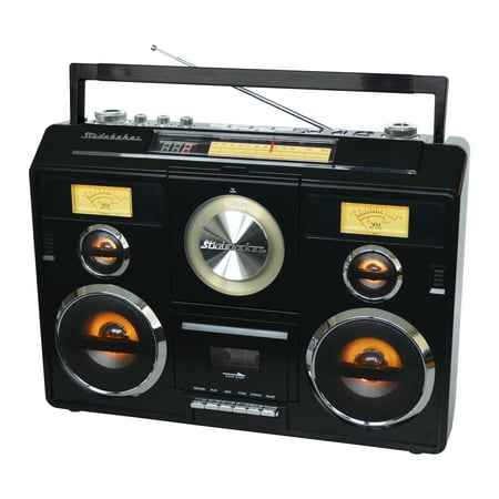 Studebaker - SB2140 Portable Stereo Boombox with Bluetooth/CD/AM-FM Radio/Cassette Recorder - Black