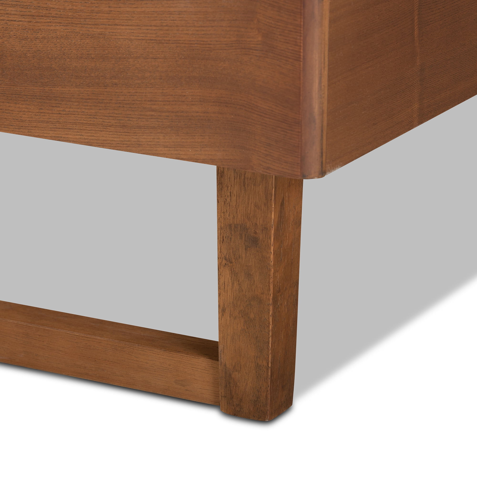 Baxton Studio Lucie Contemporary/Modern Engineered Wood Textured Platform Bed, Queen, Walnut Brown