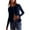 Dark Blue, variant on Womens Lightweight Fitted Stretch Sweaters Crew Neck Long Sleeve Tops Blouse Button Down Ribbed Knit Cardigan