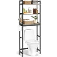 thumbnail image 6 of CRXX Over-The-Toilet Storage, 3-Tier Bathroom Organizer Over Toilet with Adjustable Shelves, Hooks, Bamboo, Freestanding Space Saver Bathroom Shelves, Heather Greige and Ink Black, 6 of 8