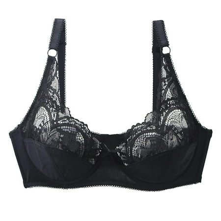 Delliss Womens Bra Lace Unlined Everyday Hollow Out Bras Soft Support Plunge Bralette