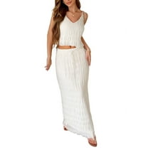 Women'S Vacation Casual Style Sling Seaside Long Skirt Going Out Set 2 Piece Outfits S