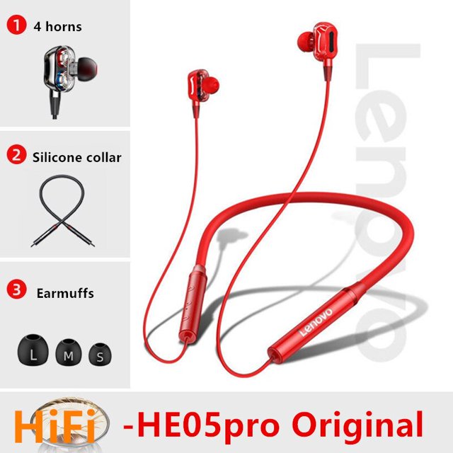 Auriculares inalámbricos Lenovo Bluetooth5.0, auriculares magnéticos con banda para el cuello, auriculares deportivos impermeables IPX5 con micrófono con cancelación de ruido HE05pro Tan Jianjun unisex