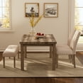thumbnail image 4 of Morden Fort Farmhouse Dining Table Set for 4, Rustic Wooden Kitchen Table with Upholstered Bench&2 Chairs, Country Style Dining Set for Family Gatherings, 4 of 4
