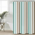 thumbnail image 2 of 54x78 Inch Shower Curtain Decorative Brown Stripe Bathtub Bath Curtains Fabric Waterproof Bathroom Decor Ombre Geometric Teal Green Vertical Striped Small Stall Shower Curtain Set with 12 Hooks, 2 of 6