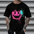 thumbnail image 1 of Blusas y camisas de manga corta con cuello redondo para hombre, blusas casuales de verano a la moda con cuello redondo y estampado para hombre., 1 of 4