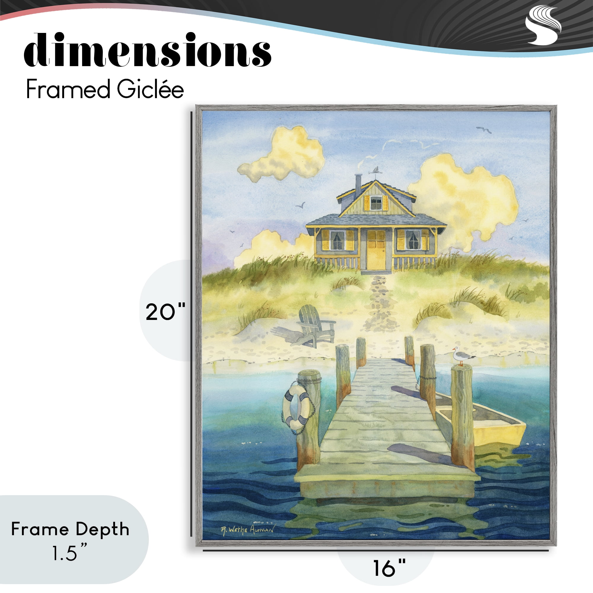 Stupell Industries Welcome Seaside Retreat Cottage Gray Framed Giclee Art, design by Robin Altman