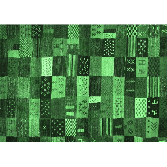 Ahgly Company Indoor Rectangle Abstract Emerald Green Contemporary Area Rugs, 8' x 10'