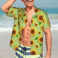 thumbnail image 5 of Lsque Sunflower Leaves pattern Hawaiian Shirt for Men, Unisex Summer Beach Casual Short Sleeve Button Down Shirts-XX-Large, 5 of 9