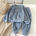 thumbnail image 2 of KAUOD Kids Fuzzy Sweater Pants Set 2 Piece Fleece Thick Warm Pullover Tops Joggers Pants Outfits Boys Winter Padded Clothes, 2 of 4