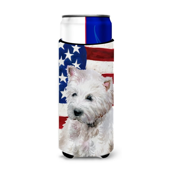 Carolines Treasures BB9701MUK Westie Patriotic Michelob Ultra Hugger for slim cans  Slim Can multicolor