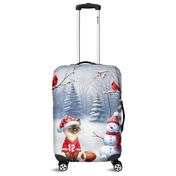 Hello Winter Siamese Football Snowman Welcome Snowy Morning Travel Luggage Cover Cat Lover Kitten Owner Gifts Suitcase Dust Protective Decor - 01012