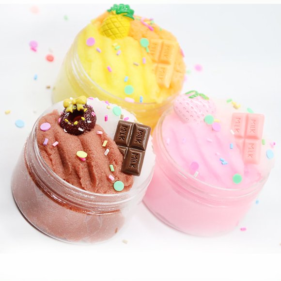 Fluffy Doughnut Chocolate Cream Brushed Sime Putty Clay Soft Squishies DIY Toy