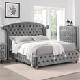 thumbnail image 3 of Furniture of America Gijit Glam Fabric Wingback Tufted Cal King Bed in Gray, 3 of 6