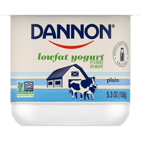 Dannon Lowfat Non-GMO Project Verified Plain Yogurt, 5.3 Oz.