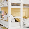 thumbnail image 6 of Mirightone Twin Over Twin Floor Bunk Bed with Storage Shelves and Ladder, Low Bunk Bed with Rattan Guardrails, Space-Saving Bunk Bed Frame, White, 6 of 8