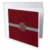 Metal Look Firefighter Emblem Design, Gray Ribbon Look on Red 12 Greeting Cards with envelopes gc-308924-2