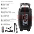 thumbnail image 4 of Curuk Portable Bluetooth Portable Speaker 8" Woofer PA System w/ Mic RC LED Handle Wheels, 4 of 10