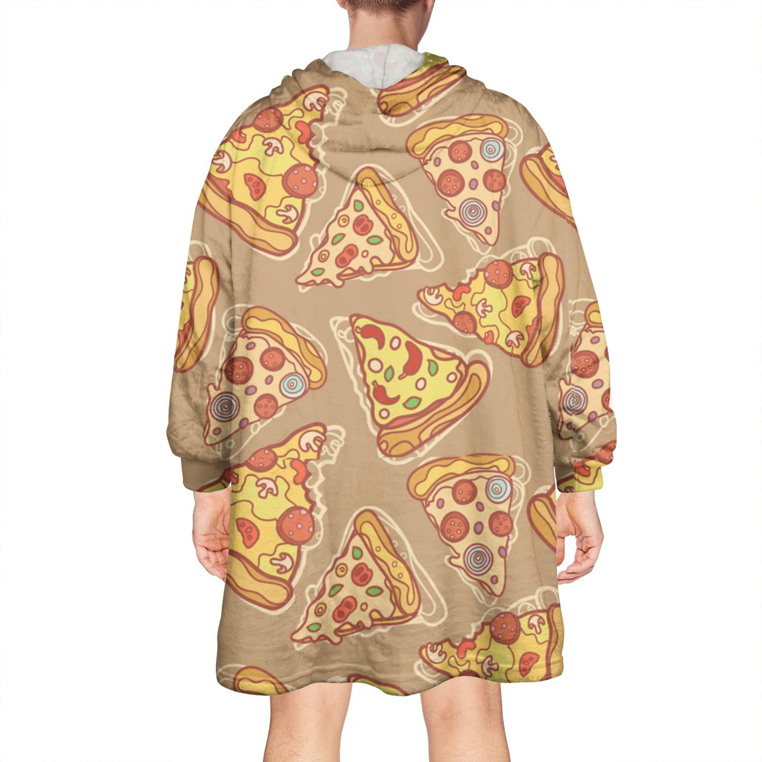 Pizza Blanket Hoodie Wearable Blanket Hoodie for Adults Sherpa All Patterns Oversized Sweatshirt Blanket with Pockets