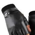 thumbnail image 7 of 1 Pair Men Autumn Winter Riding Gloves Half Finger Faux Leather Elastic Cuffs Solid Color Sports Climbing Fitness Driving Mittens, 7 of 7