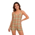 thumbnail image 4 of ZAITUBLES Womens Summer Casual Romper Sleeveless Short Jumpsuits Loose Adjustable Spaghetti Strap Outfit with Front Pockets, Soft Resort Lounge Wear, Aztec Tribal Print, Size S, 4 of 6