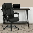 thumbnail image 2 of Flash Furniture Hansel High Back Black LeatherSoft Executive Swivel Office Chair with Titanium Nylon Base and Arms, 2 of 13