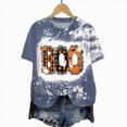 thumbnail image 7 of TOWED22 Ghost Spooky Halloween Shirts for Women Funny Bow Pumpkin Graphic Tees Fall Short Sleeve Tops Costumes(Blue,M), 7 of 7