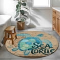 thumbnail image 3 of Vintage Sea Turtle Round Area Rug 3Ft Washable Small Circle Rugs for Kitchen Entryway, Brown Nautical Anchor Bubbles Coastal Non-Slip Carpet Floor Mats Indoor Outdoor Carpet Runner Home Decor, 3 of 8