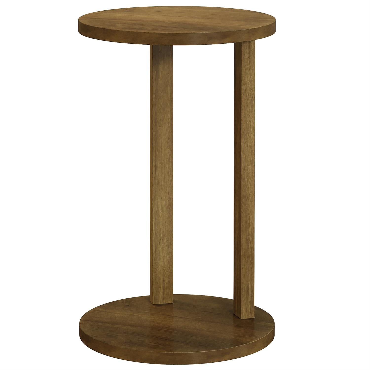 Demi Bonn 25" Round End Table, Two-Level Wooden, Perfect for Living Room, End Table with Storage, Stylish & Functional, Brown