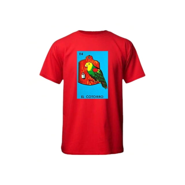 Playera El Cotorro De La Loteria Nacional Tradicion Mexicana Color Rojo Talla Grande Marca Emil SaEs