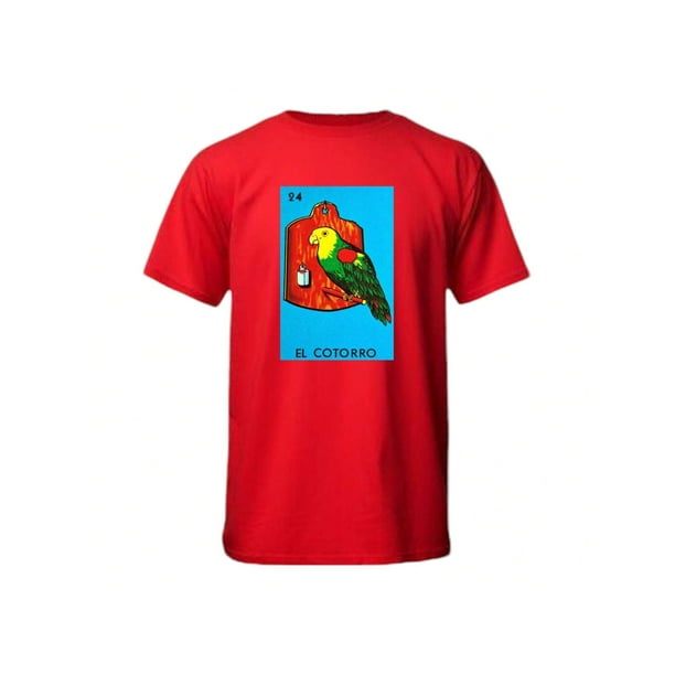 Playera El Cotorro De La Loteria Nacional Tradicion Mexicana Color Rojo Talla Grande Marca Emil SaEs