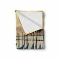 thumbnail image 2 of Venice Soft Flannel Fleece Throw Blanket, Line of Traditional Gondolas on the Water Calm Peaceful Seascape with Rising Sun, Cozy Plush for Indoor and Outdoor Use, 50" x 70", Blue Yellow, by Ambesonne, 2 of 6