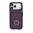 thumbnail image 2 of For Apple iPhone 17 Pro Max RFID Blocking Wallet Case Magnetic Flip Cover Multi-Card Slots Zipper Pocket With 360 ° Rotating Ring Holder Detachable Shoulder Strap And Wrist Strap,Dark purple, 2 of 10