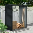 thumbnail image 4 of 3ft x 5ft Outdoor Firewood Rack - Black Metal Shed for Deck & Patio Storage, 4 of 8