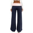 thumbnail image 6 of Wevis Ladies Color Block Fold Waist Micro Flare Pants Low Rise Elastic Waist Workout Sweatpants Daily Loungewear, 6 of 6
