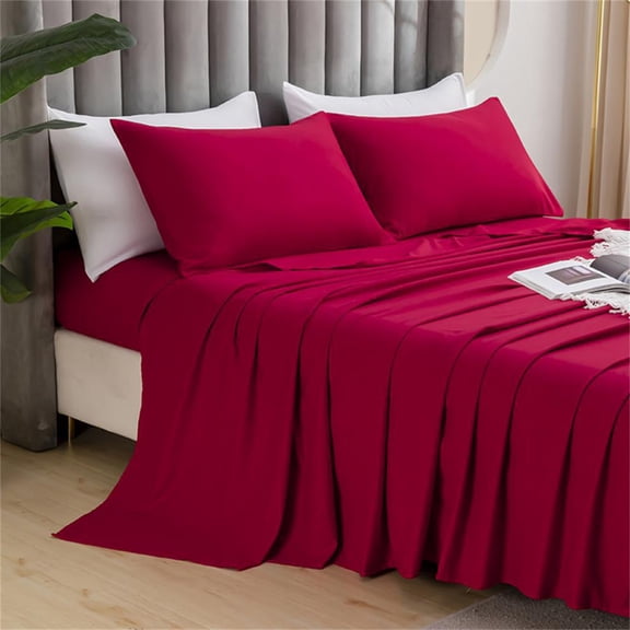 Brushed Bed Sheet Set 3 Piece Bedding Set Soft Breathable Bed Sheet Pillowcase Set for Queen Full Bed Bedroom Guest Room Hotel Style Bedding Comfortable Sleep Set Fade Resistant Easy Care Bedding