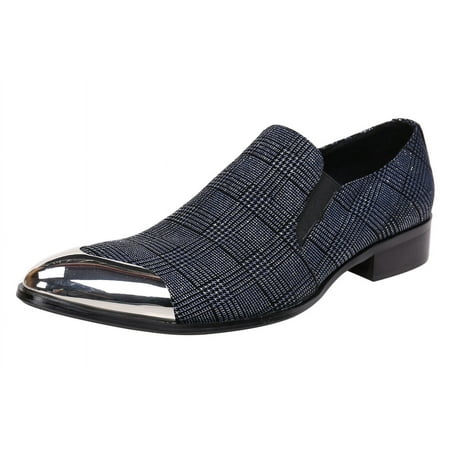 Santimon Men Genuine Leather Dress Shoes Printed Patent Oxford Shoes Plaid 6.5 US