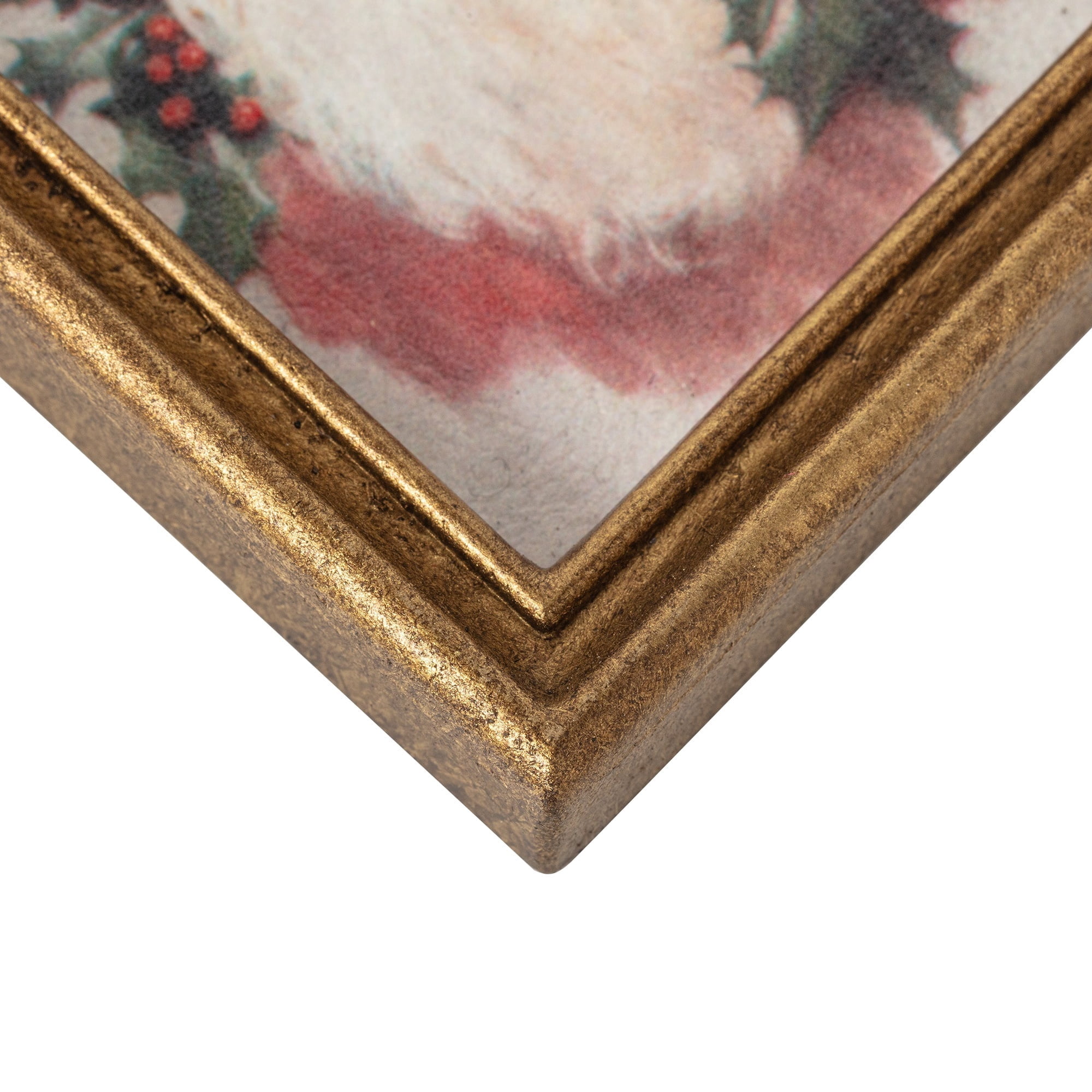 Multicolor Santa with Holly Paper Print in Frame Christmas Ornament, 4", by Holiday Time