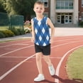thumbnail image 5 of Blue Tone Argyle Pattern Plaids Vest Undershirt Tank Top Sleeveless Quick Dry 4T, 5 of 7